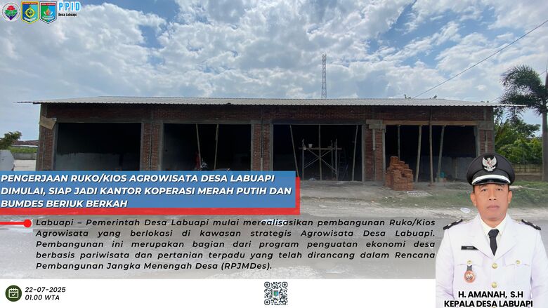 Pengerjaan Ruko/Kios Agrowisata Desa Labuapi, Siap Jadi Kantor Koperasi Merah Putih dan BUMDes Beriuk Berkah