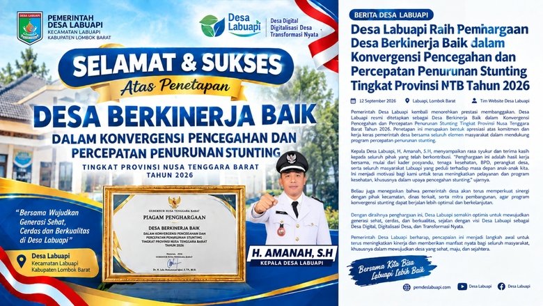 Desa Labuapi Raih Peringkat III Desa Berkinerja Baik dalam Konvergensi Pencegahan dan Percepatan Penurunan Stunting Tingkat Provinsi NTB Tahun 2026